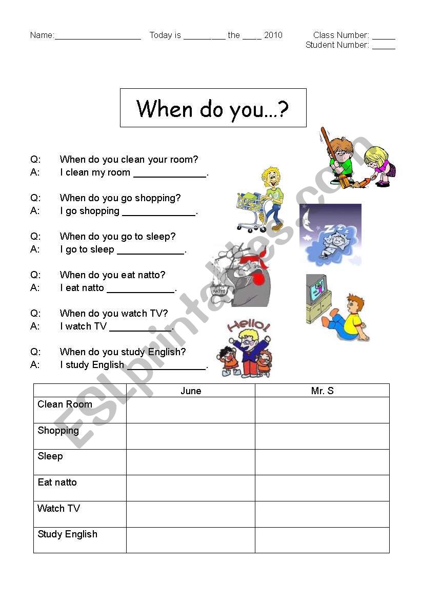 When do you`? worksheet